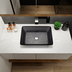 Tempered Glass Matte Bathroom Vessel Sink, Rectangle Bathroom Basin Matt Grey