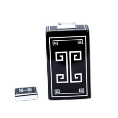 12"H Ceramic Decorative Jar with Black and White Geometric Design
