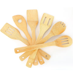 6Pcs Cooking Utensil Bamboo Wooden Spoons Spatula Kitchen Cooking Tools
