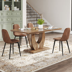 Set of 1 Dining Table and 4 Chairs - MDF rectangular - Brown