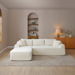 105'' Modular Sectional Sofa, Cloud Sectional Couch with Deep Seat, Modern Modular L-Shape Sofa Couch with Chaise,Upholstered Couches for Living Room Bedroom,No Assembly, (BEIGE)