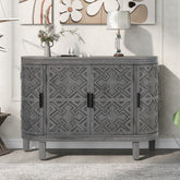 Accent Storage Cabinet Sideboard Wooden with Antique Pattern Doors - Grey