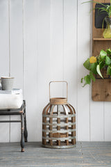 Decorative Wooden Lantern with Handle for Indoor/Outdoor