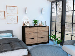 4 Drawer Double Dresser - Black / Pine
