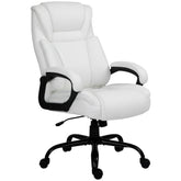 Big and Tall 400lbs Executive Office Chair with Wide Seat, Computer Desk Chair with High Back PU Leather Ergonomic Upholstery, Adjustable Height and Swivel Wheels, White