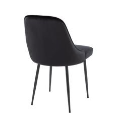 Contemporary Dining Chair with Black Frame and Black Velvet Fabric (Set of 2)