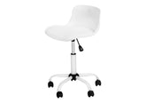 Office Chair, Adjustable Height, Swivel, Ergonomic, Computer Desk, Work, Juvenile, White Leather Look, White Metal, Contemporary, Modern
