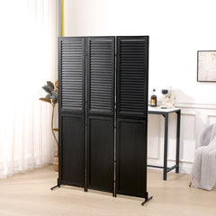 3 Panel Room Divider 6Ft Wood - Black
