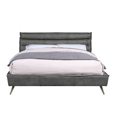 Modern Eastern King Bed - Gray Top Grain Leather