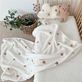 Fashion Simple Bear Embroidery Cover Blanket