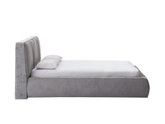 Velvet Eastern King Bed - Gray