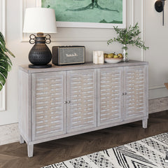 Accent Cabinet 4 Door Wooden - Natural Wood Wash