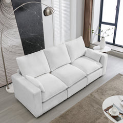 Teddy Fabric Couch 3 Seat Sofa with Removable Back and Seat Cushions and 2 Pillows