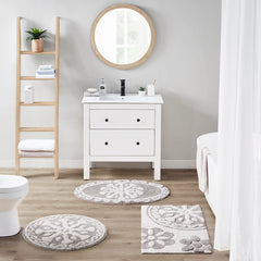 Medallion Cotton Tufted Bath Rug - Taupe Cotton