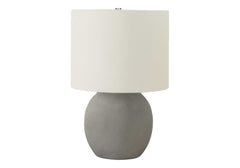 Table Lamp 20"H, Grey Concrete, Ivory / Cream Shade, Contemporary