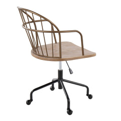 Farmhouse Adjustable Office Chair in Black Metal - White washed