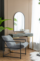 Black Arched Mirror with Metal Frame