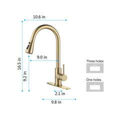 Kitchen Faucet with Pull Out Sprayer - Gold