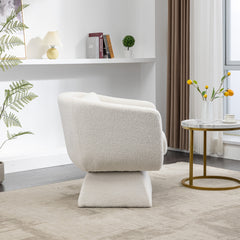 28" W Swivel Accent Chair and Comfy Accent Sofa Chair, 360 Degree Club Chair, Leisure Chair for Bedroom Living Room Lounge Hotel Office - Ivory Boucle
