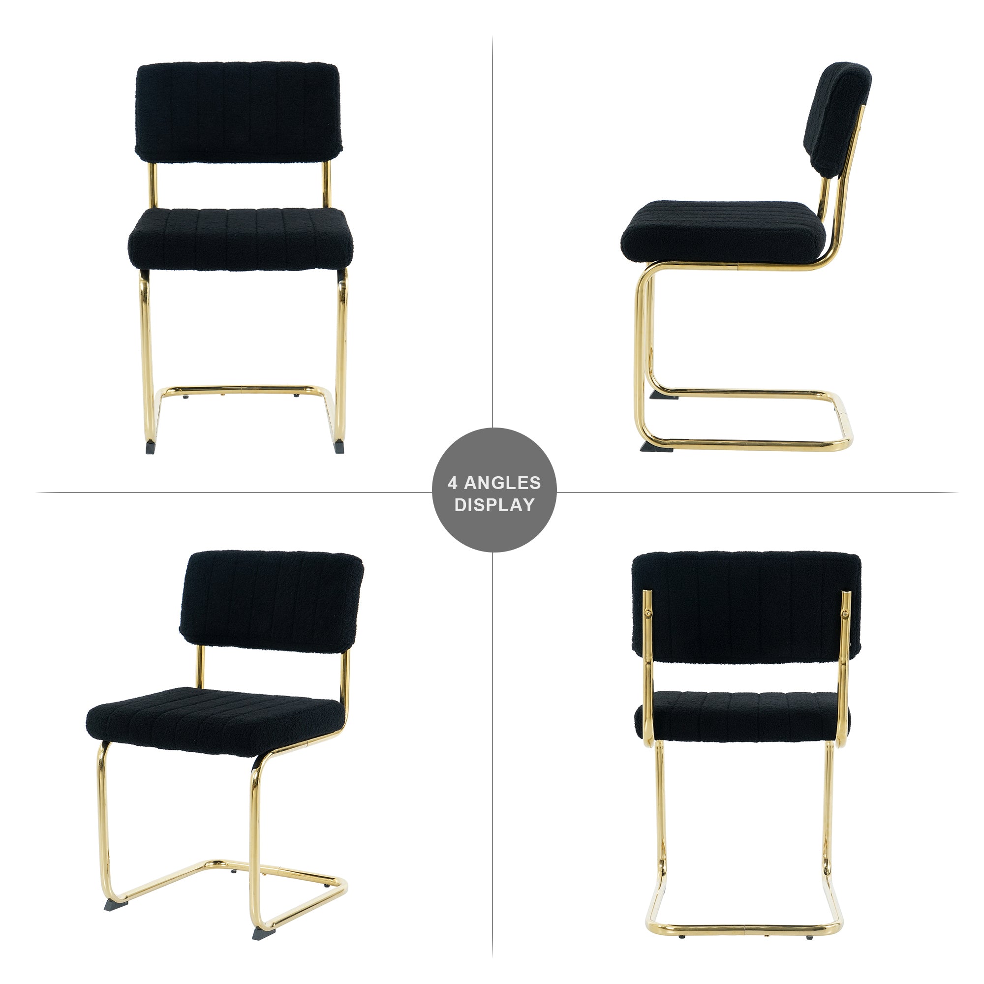 Luxury Dining Black Chairs with Gold Metal Legs (Set of 4) - Black