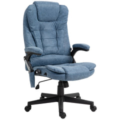 HOMCOM High Back Vibration Massage Office Chair with 6 Vibration Points, Heated Reclining PU Leather Computer Chair with Armrest and Remote, Blue