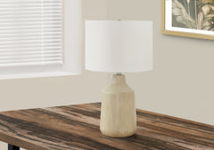 24"H, Table Lamp, Beige Concrete, Ivory / Cream Shade, Contemporary