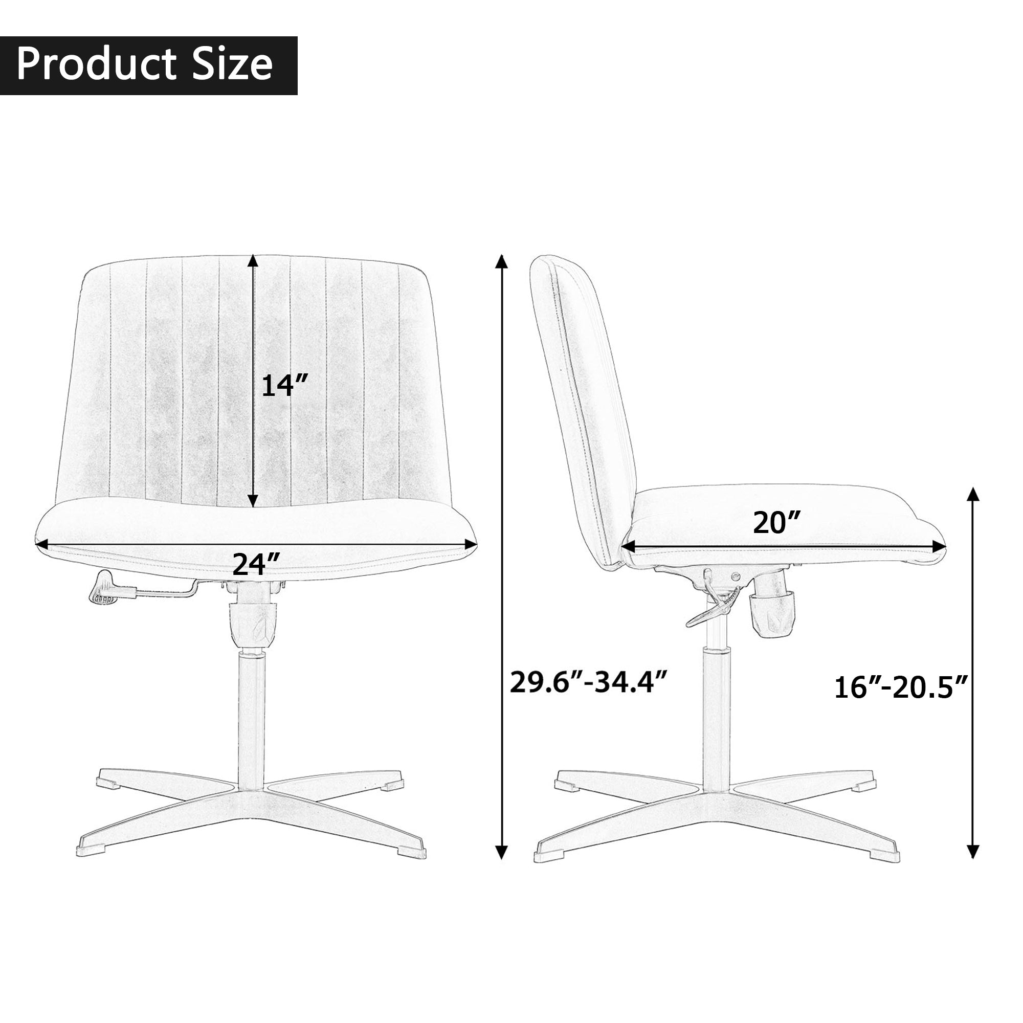 Chair Office Chair Adjustable 360 ° Swivel Cushion Chair - Linen Beige