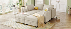 Modern Large U-Shape Modular Sectional Sofa, Convertible Sofa Bed with Reversible Chaise - Beige