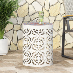 Mosaic Metal Fram Side Table - White