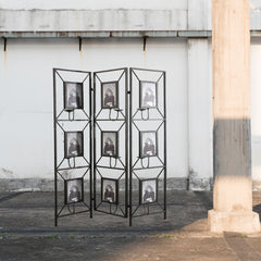 3 Panel Decorative Screen with Photo Frames - Antique Mirror, Candle Stick