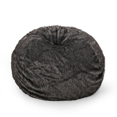 Modern Glam 5 Foot Short Faux Fur Bean Bag - Black and White