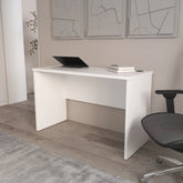 White Minimalist Home Office Work Desk with Cable Management