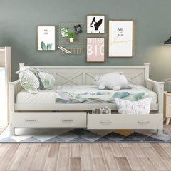 Twin Size Wooden Modern and Rustic Casual Style Daybed - Cream White