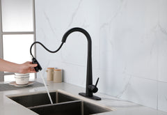 Single Handle Copper Kitchen Faucet - Matte Black