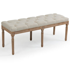 45 Inch 6-Leg Wide Contemporary Rectangle Large Ottoman Bench in Grey Linen Look Fabric