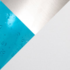 22" Contemporary Accent Lamp in Clear Sapphire Blue Seeded Glass, Brushed Nickel and White Linen Shade