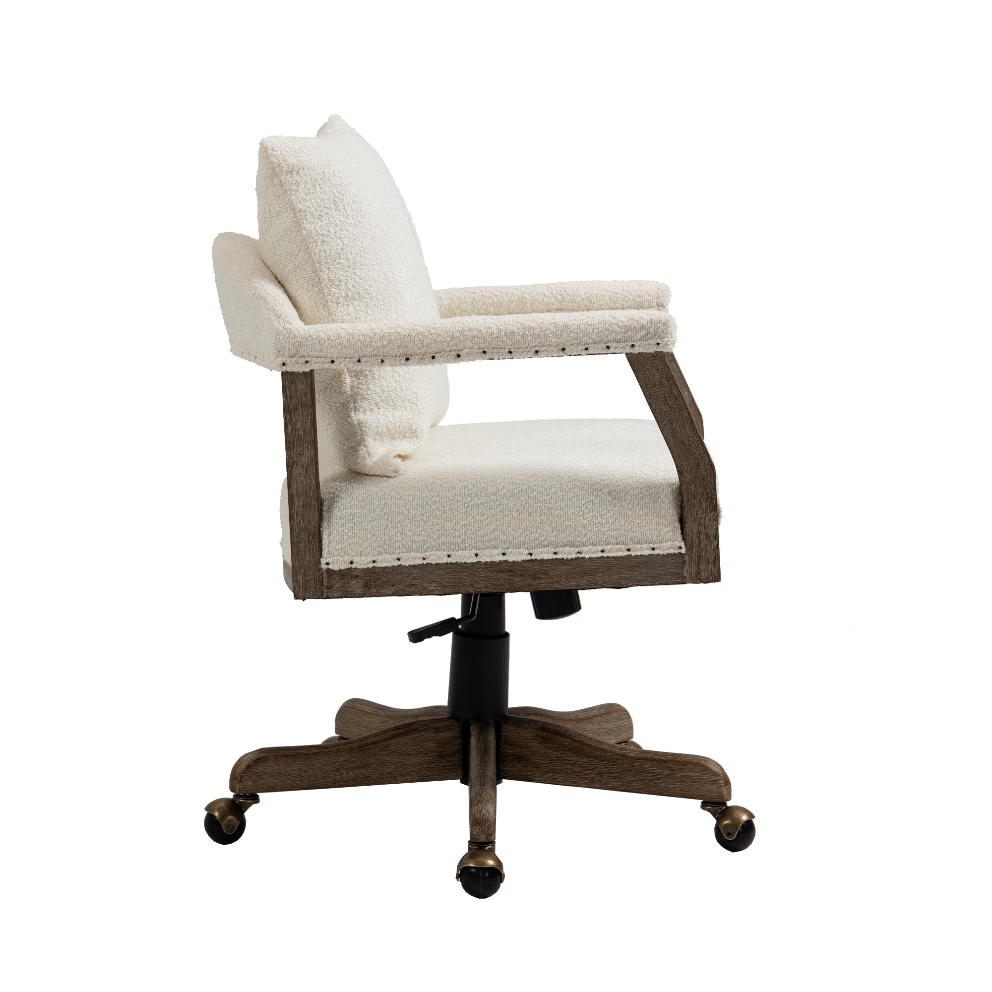 Office Chair Adjustable Swivel Chair Fabric Seat Home Study Chair - Beige