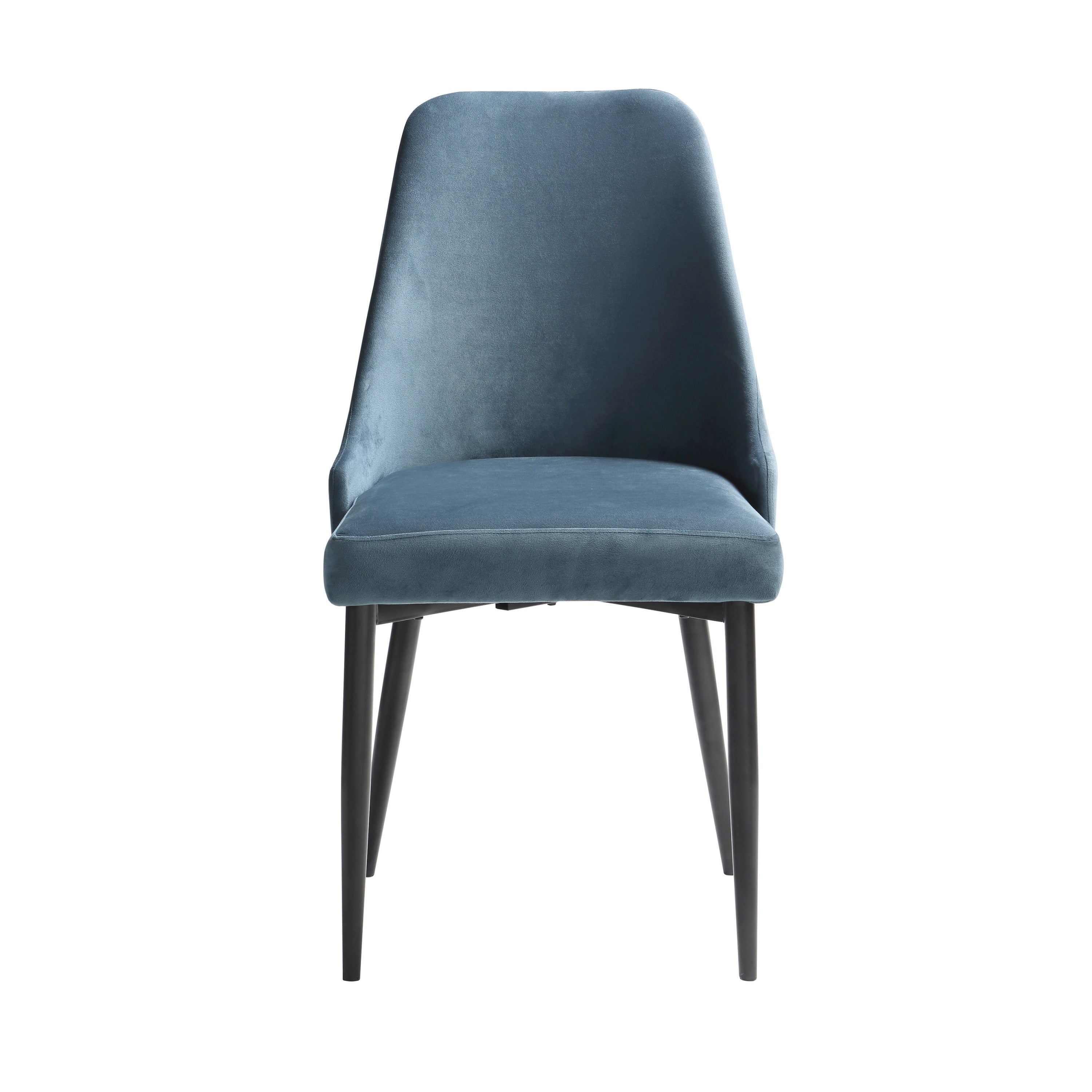 Modern Sleek Design Velvet Fabric Blue Side Chair (Set of 2) - Blue and Black Finish