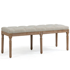 45 Inch 6-Leg Wide Contemporary Rectangle Large Ottoman Bench in Grey Linen Look Fabric