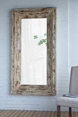 Full Length Rectangle Floor Mirror with Distressed Wood Frame 39x3.5x75"