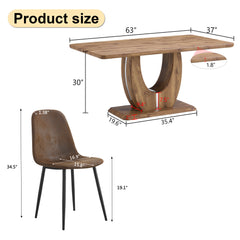 Set of 1 Dining Table and 4 Chairs - MDF rectangular - Brown