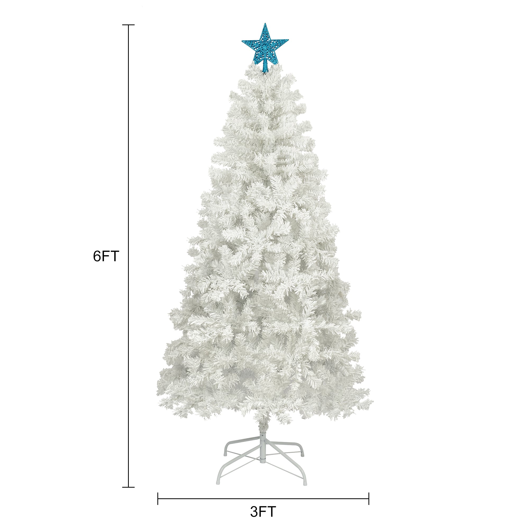 6ft Artificial Christmas Tree with 300 LED Lights and 600 Bendable Branches,Christmas Tree Holiday Decoration, Decorated Tree with Tri-Color LED Lights