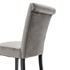 Velvet Dining Chair Set Tufted Heigh Back with Solid Wood Frame Accent Chairs (Set of 2) - Gray