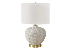 Table Lamp 21"H, Ivory / Cream Shade, Cream Resin, Transitional