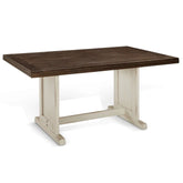 Orso Dining Table, 60 Inch Rectangular Plank Top, Off White and Brown