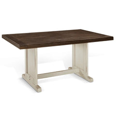 Orso Dining Table, 60 Inch Rectangular Plank Top, Off White and Brown
