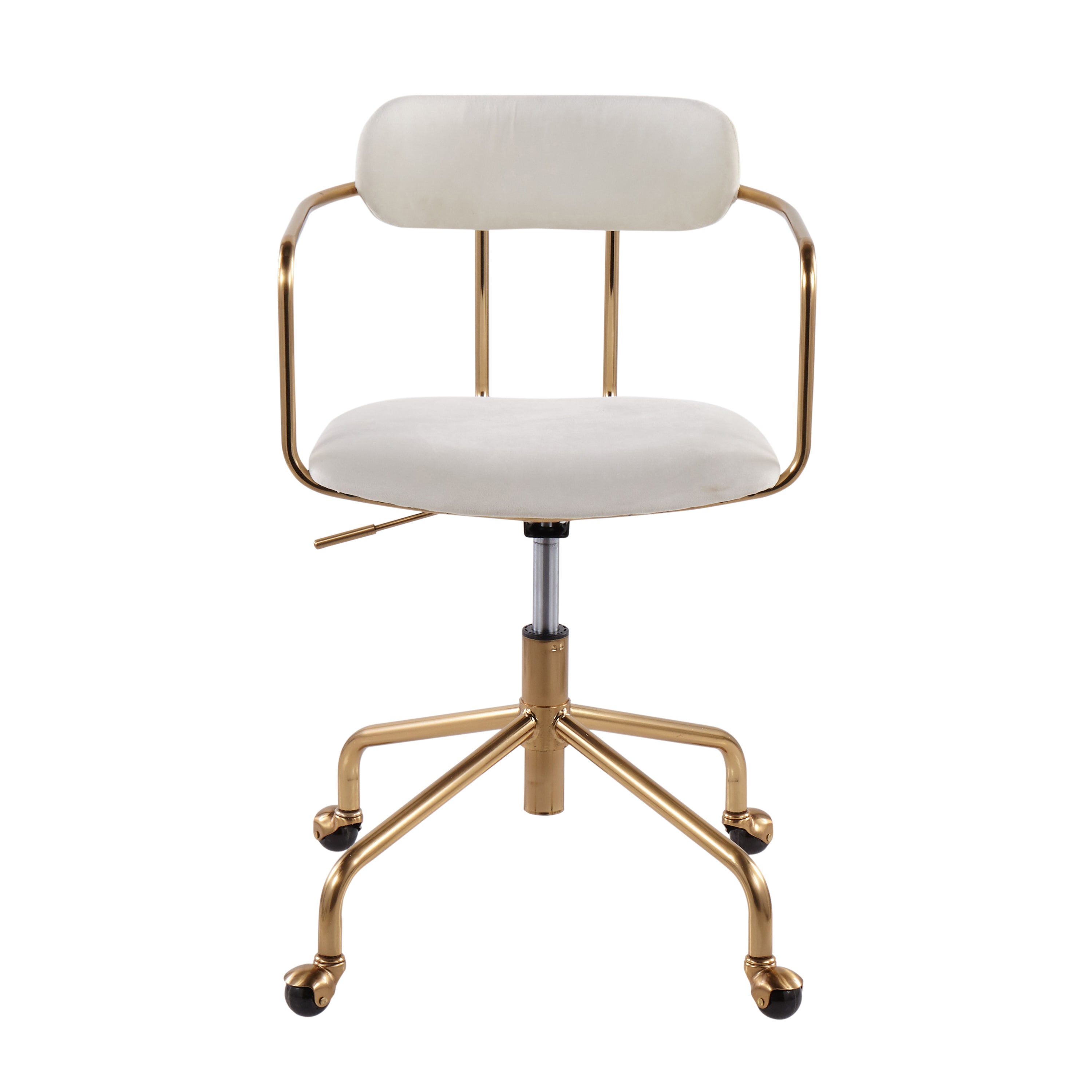 Contemporary Office Chair - Gold Metal and Cream Velvet