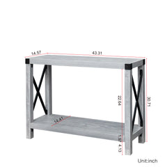 43.3" Console Table - Plaid Grey Oak