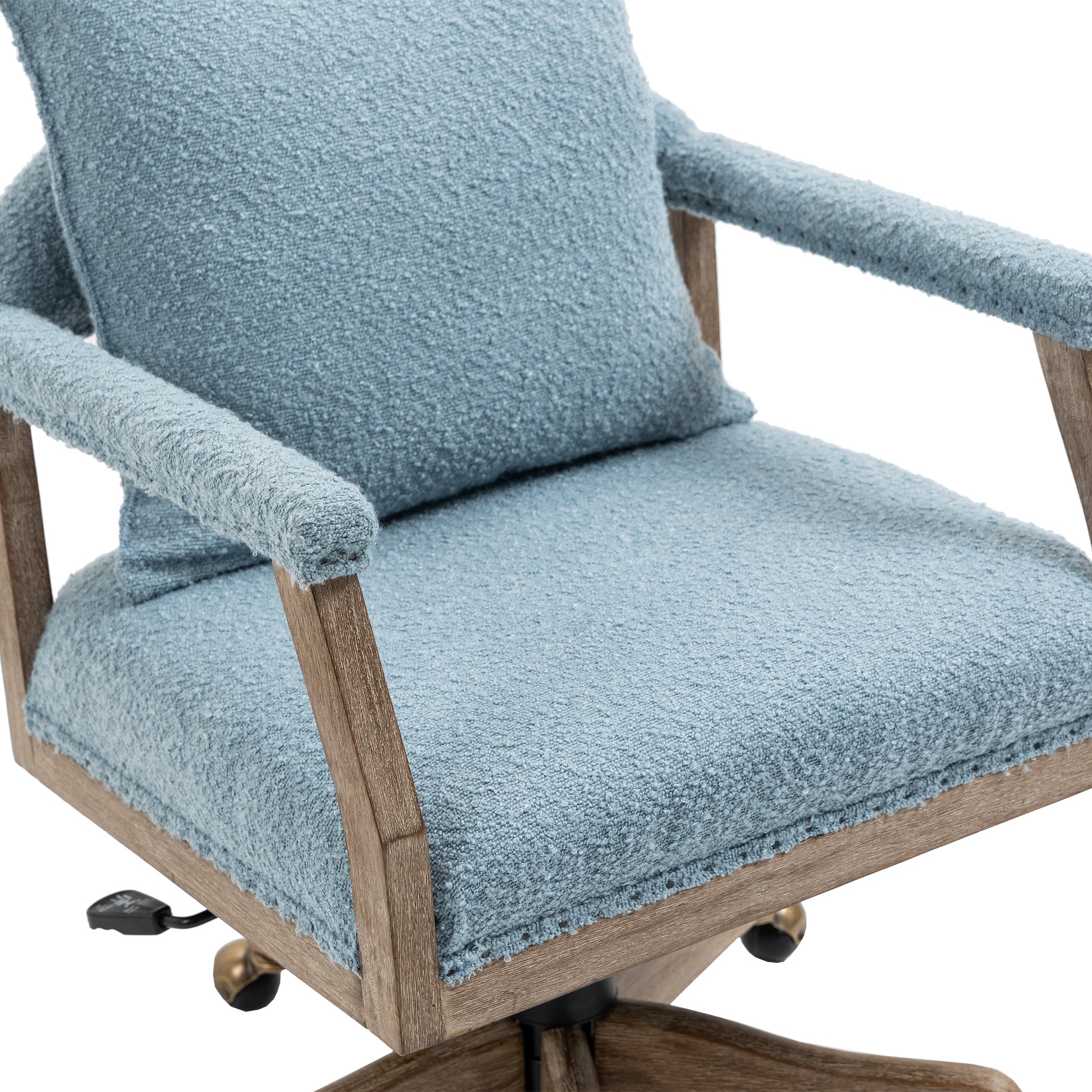 Office Chair Adjustable Swivel Chair Fabric Seat Home Study Chair - Light Blue