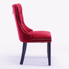Classic Velvet Dining Chairs (Set of 2) - Wine Red
